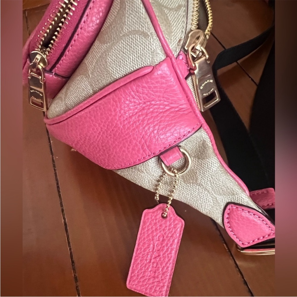 Coach Pink and Tan Fanny/ Crossbody Bag - Picture 6 of 11